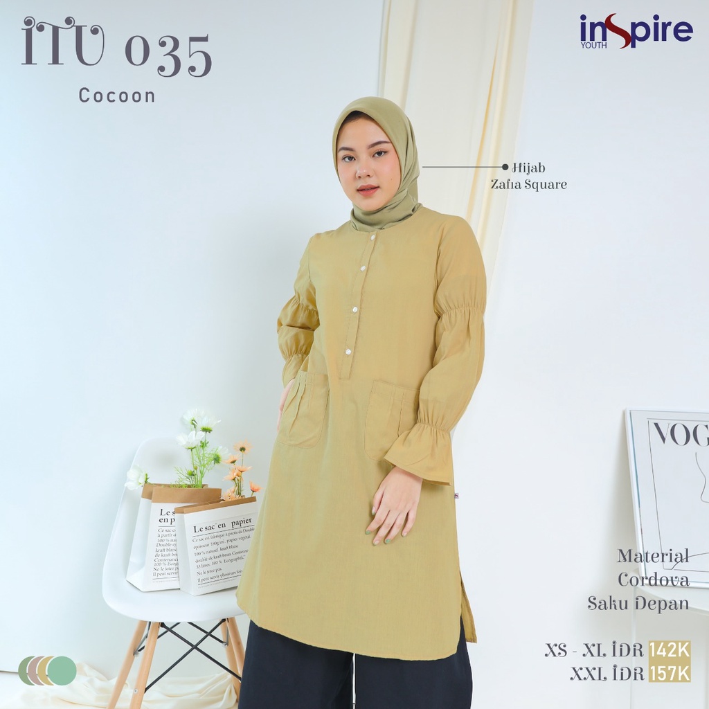 Inspire Tunik ITU 35 Tunik Muslimah model Terbaru Bahan Cordova