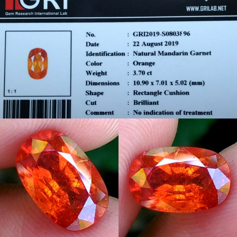 NATURAL MANDARIN GARNET 3.70ct SPESSARTINE GARNET