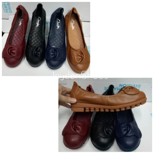 clarks leather flats