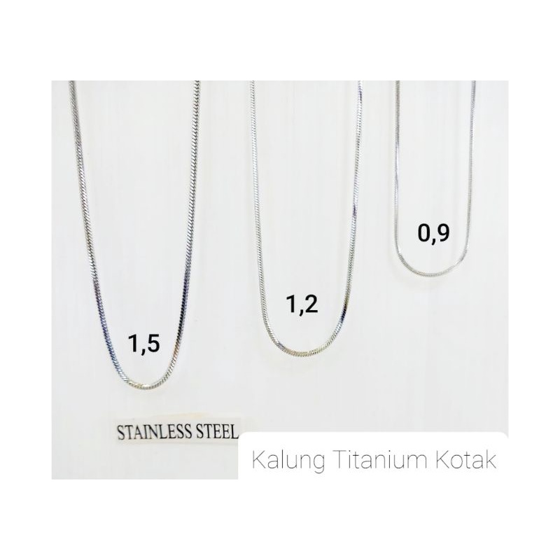 KALUNG TITANIUM SILVER KOTAK 1,2 DAN 0,9  FASHION PRIA WANITA