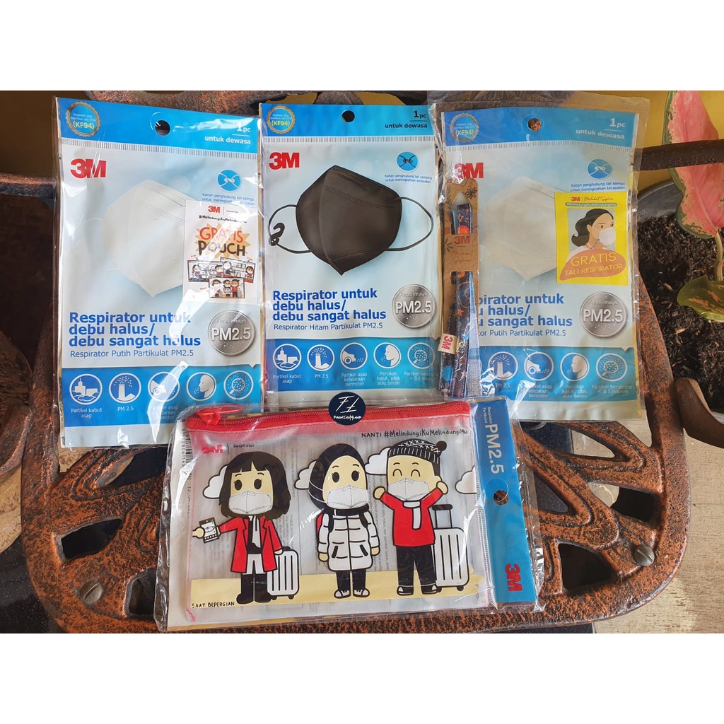 Masker 3M Nexcare Respirator KF94 Hitam Putih Setara Sensi Duckbill KN95 N95 ORI BARU GARANSI REFUND