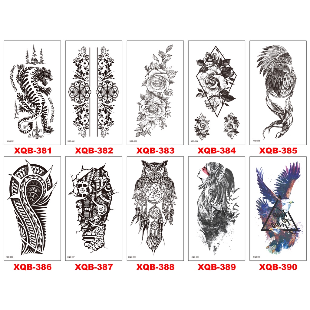 tato temporer grosir XQB-361 - XQB-380 ukuran 21x11.4cm setengah lengan tattoo temporary tatto tatoo