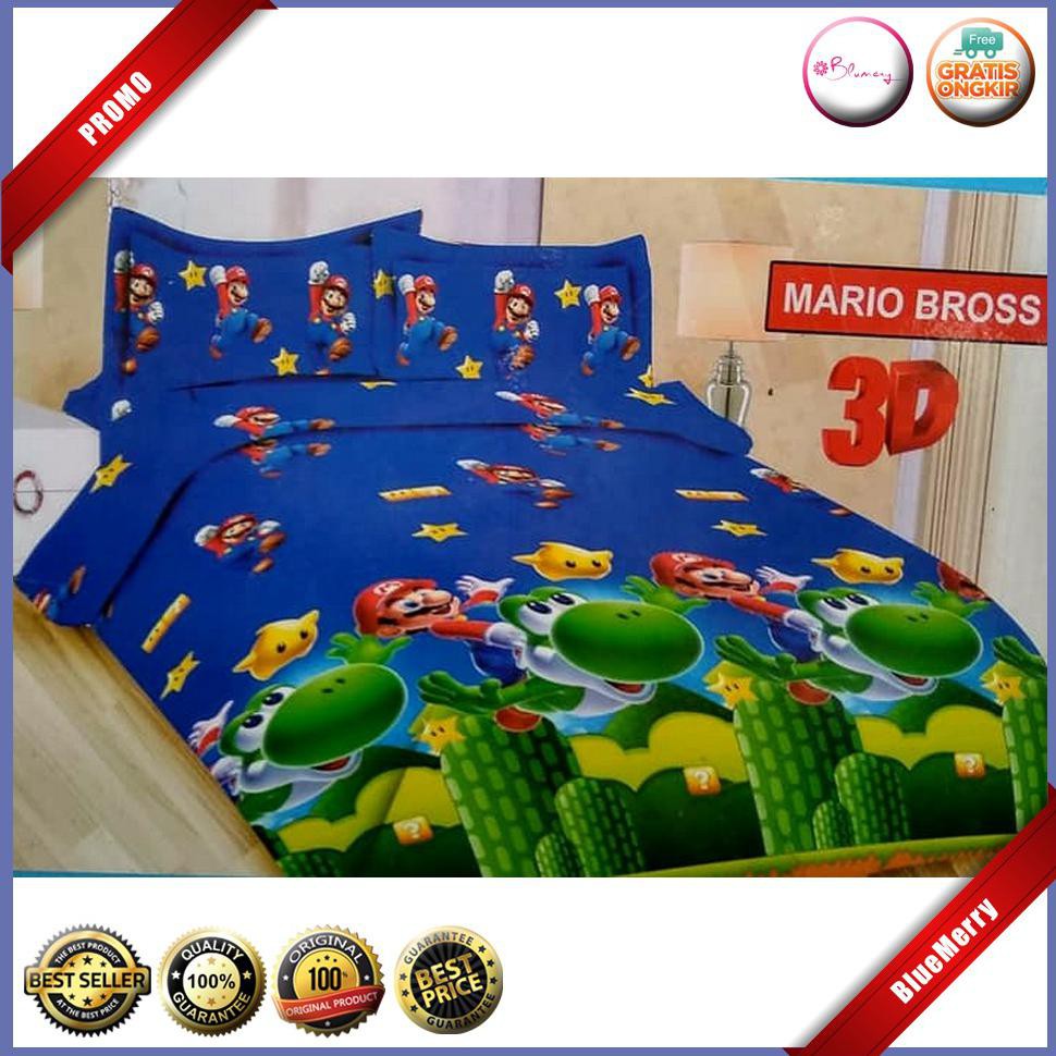 Sprei Bonita Mario Bross No.1 King 180 Seprai Bros Lompat Yoshi Kaktus BMSC756