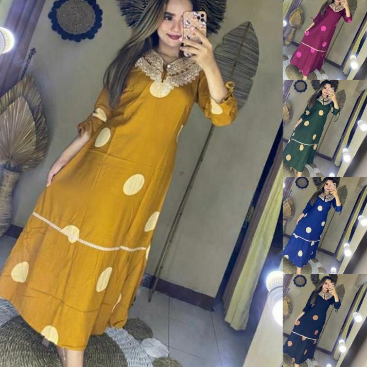 Daster Renda Arab Motif Polkadot Lengan Panjang [SED.01Jl22ᶜ]