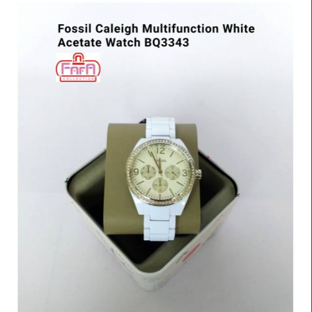 Fossil Caleigh Multifunction White Acetate Watch BQ3343