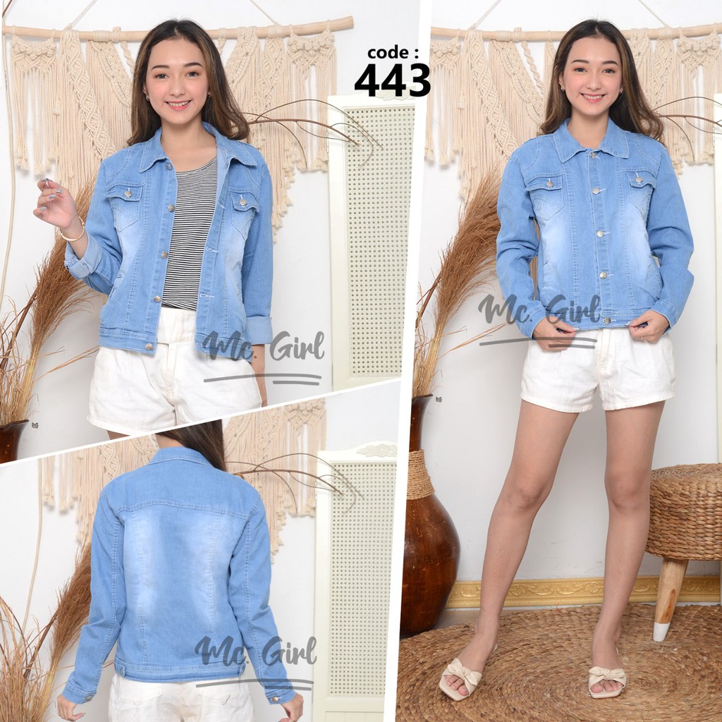 MC girl Jaket Jeans Polos Wanita / Jaket Jeans Ukuran XL