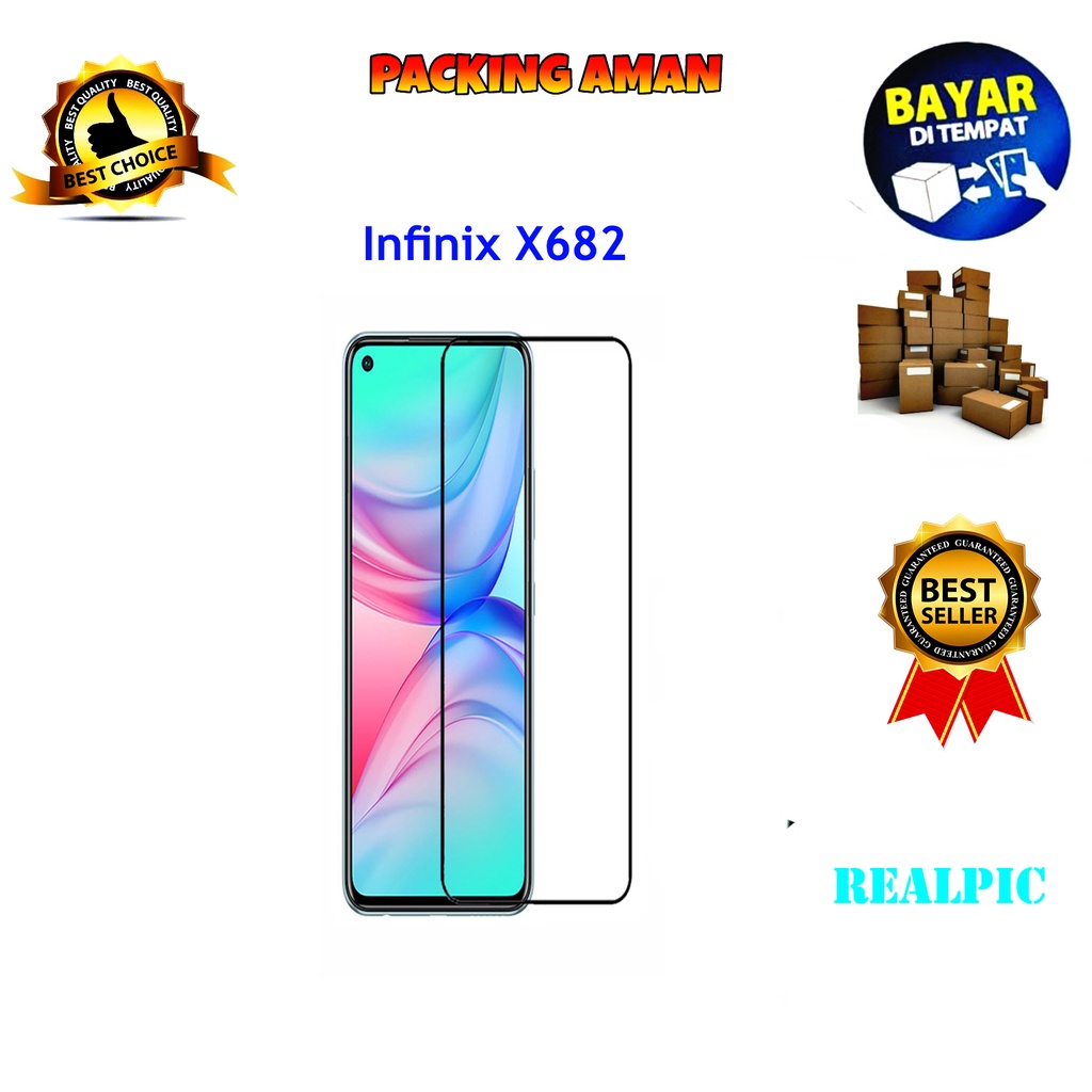 Tempered Glass Infinix X682 Full Cover / Full Screen Protector Anti Gores