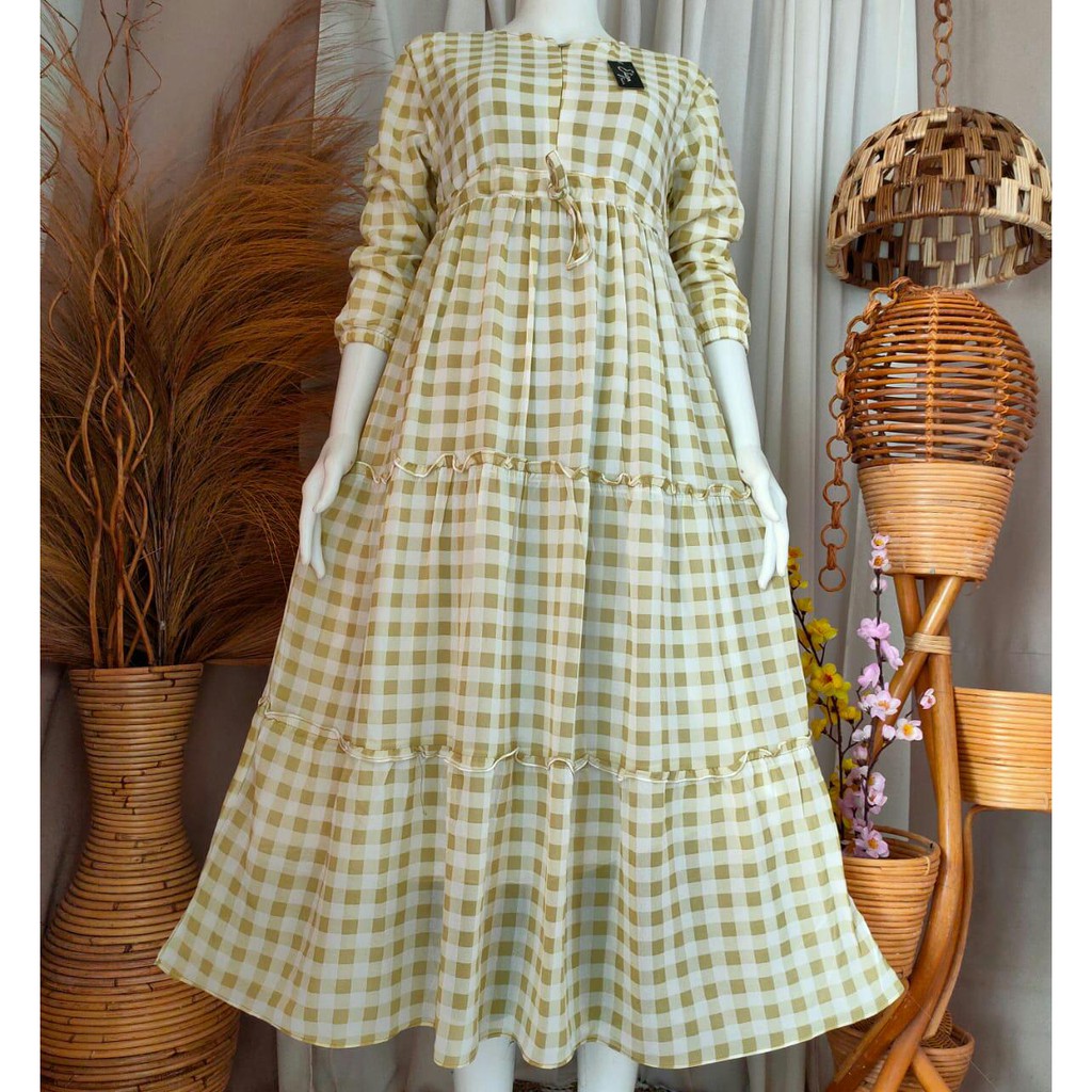 GAMIS TERBARU 2021, GAMIS ANAK REMAJA, METT FULL SERUT DOBEL PURING MOTIF KOTAK KECIL KECIL,,,,,,,,,