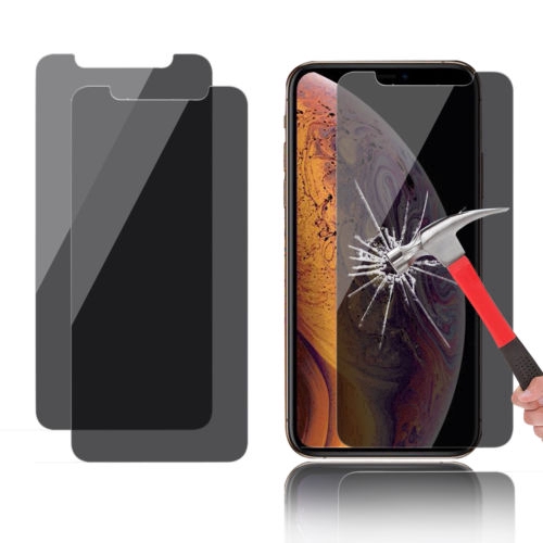 2Pcs Pelindung Layar Tempered Glass Anti Spy untuk iPhone x / XS Max / XR