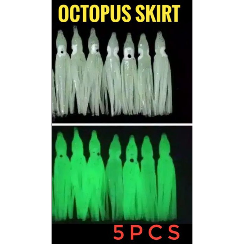 Cumi Karet Octopus Skirt GID Gurita Silikon Fosfor Menyala GID