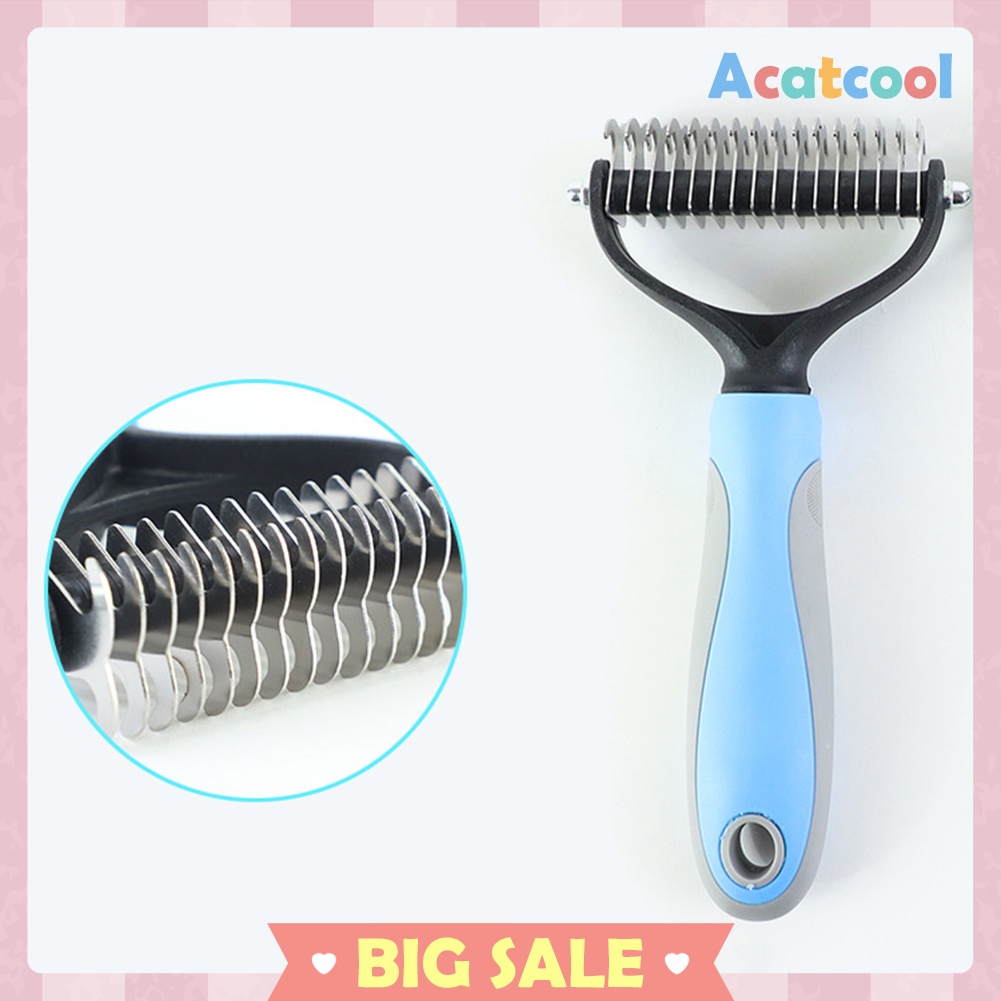 Hair Removal Comb for Dogs Cat Double-sided Detangler Dematting Pet Brush