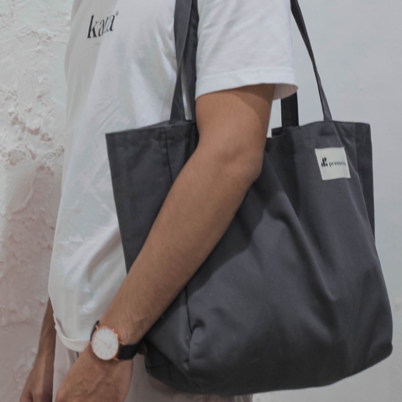 Prassa.ku | Facile Canvas.ku Grey - Tas Tote | Totebag Kanvas