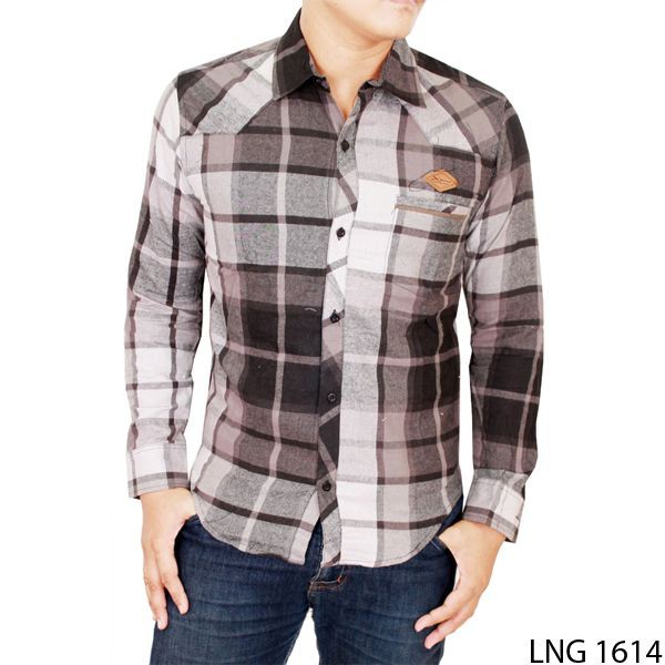 kemeja flanel pria keren Flanel Abu  LNG 1614