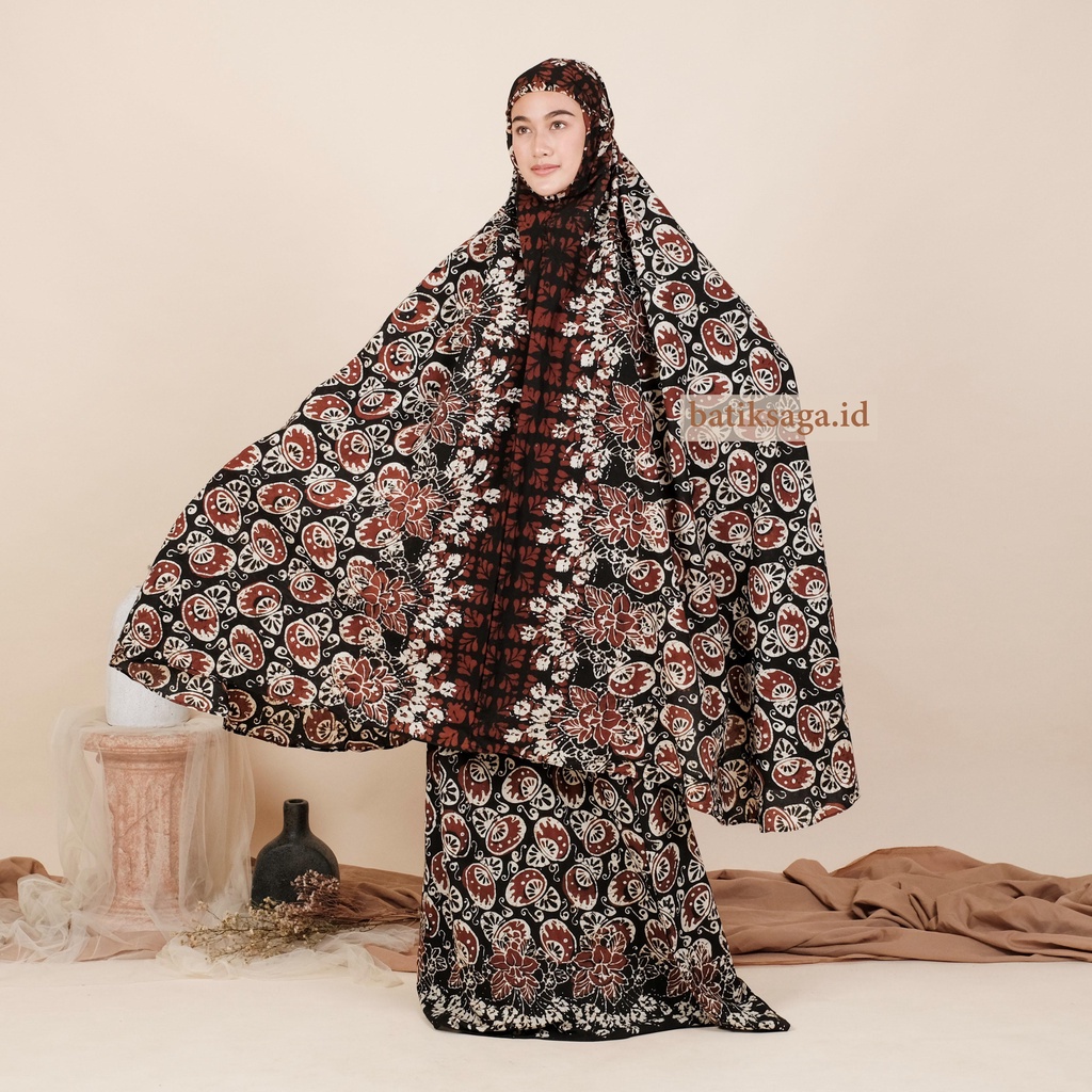 Mukena Batik Series "H" by Batik Saga | Mukena Batik Original Cap Bahan Paris Katun Ukuran Dewasa Ju