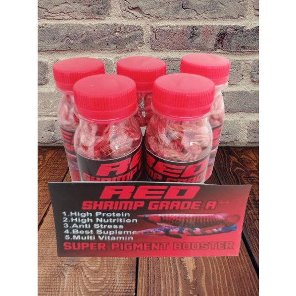 Udang kering Grade A++ Super Red Booster pakan ikan channa, louhan, arwana, kura kura,