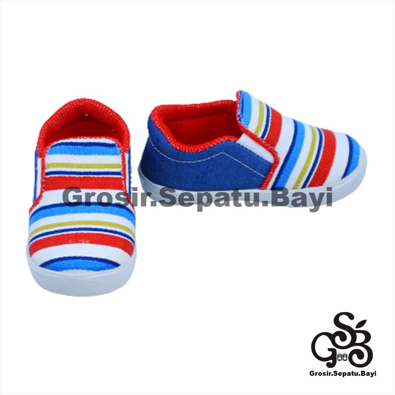 sepatu anak perempuan laki laki slip on motif Rainbow Biru