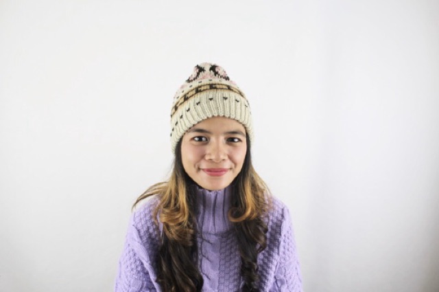 IMPORT Topi Kupluk Rajut Wool Pom Pom Hat Beanie Trible Soft