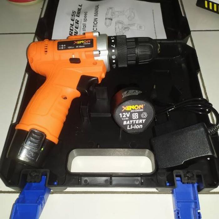 Produk Baru cordless screwdriver drill 12V XENON CDD 500 mesin bor obeng baterai