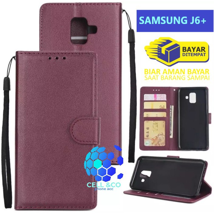 Flip cover SAMSUNG J6+ Flip case buka tutup kesing hp casing flip case leather wallet