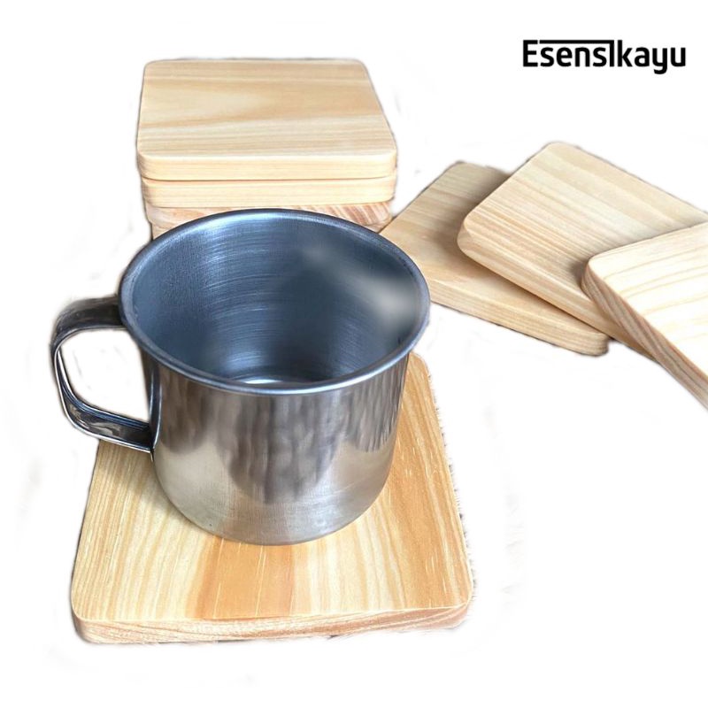 Tatakan Gelas / Tatakan Gelas kayu / Tatakan Gelas kayu kotak