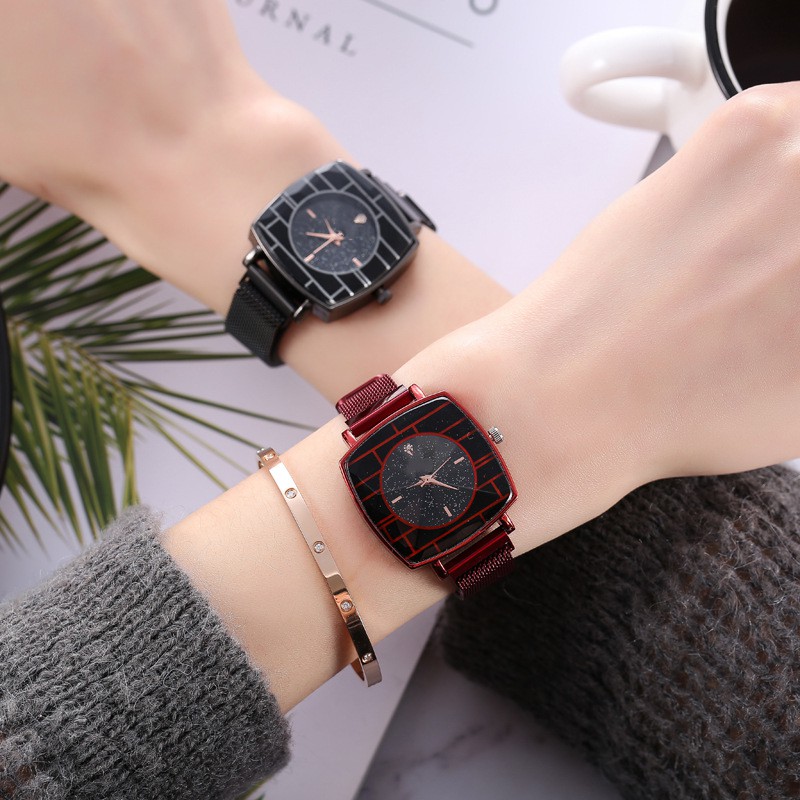 JAM TANGAN WANITA JAM MAGNET RANTAI  JAM TANGAN ANALOG IMPORT JAM MURAH HARGA GROSIR xs W32