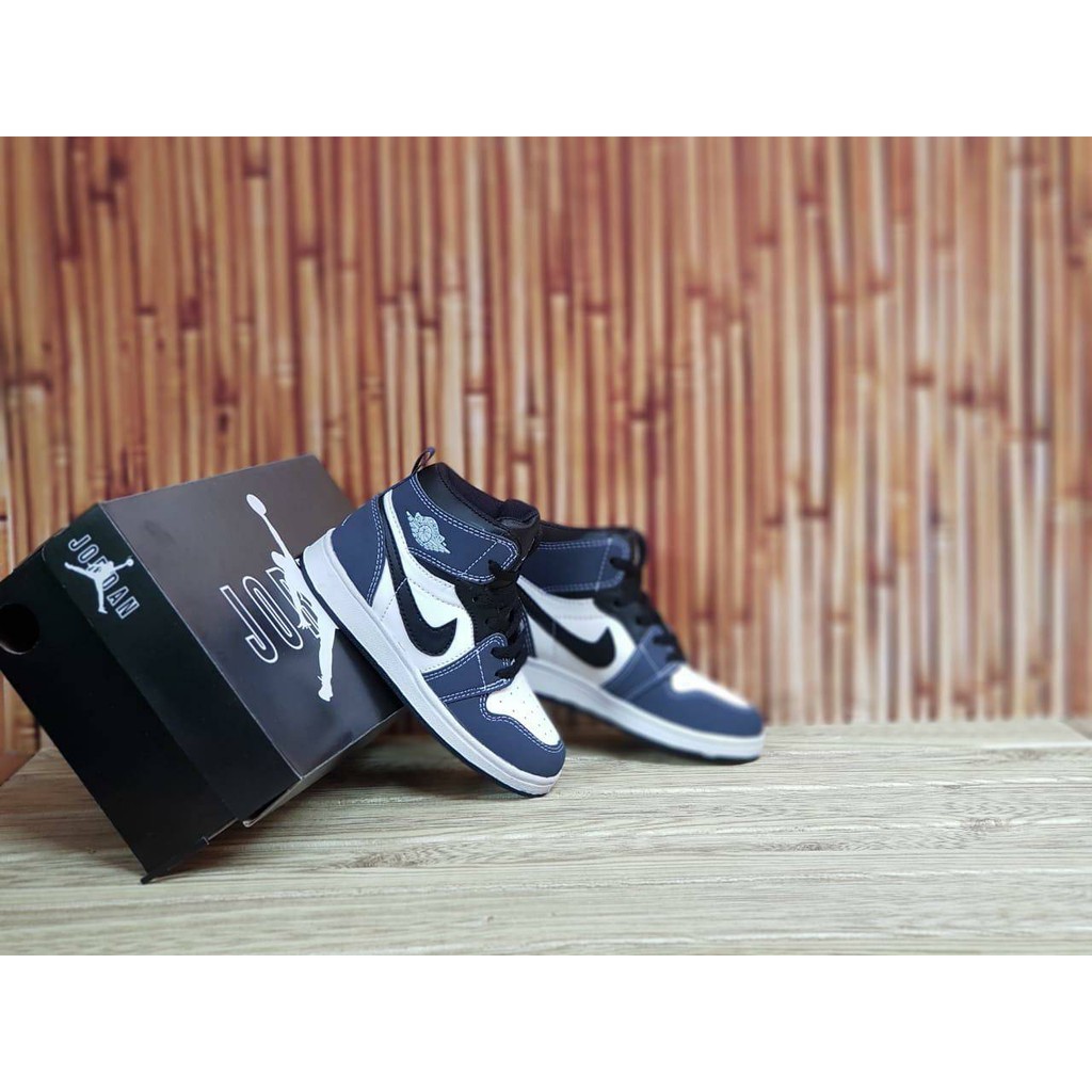 MEGA SALE 9.9 NIKE AIR JORDAN 1 MID BLACK NAVY FASHION KIDS UNISEX SIZE 24-35