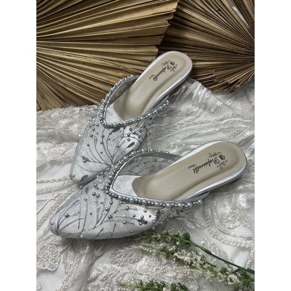 flatshoes pesta wanita anaya silver