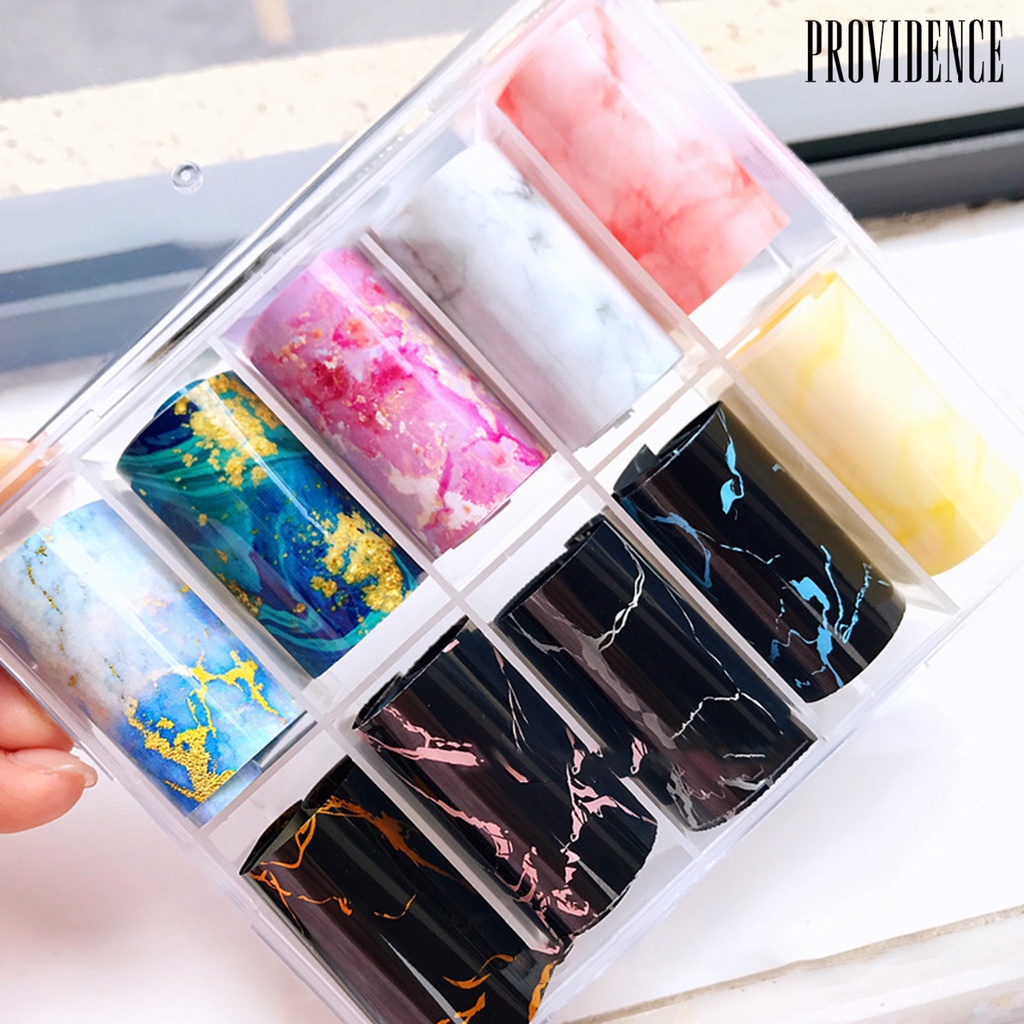 Providence 10 Rolls/Box Nail Stickers Multicolor Print Manicure Accessories PVC Polished Fingernail Decals for Women