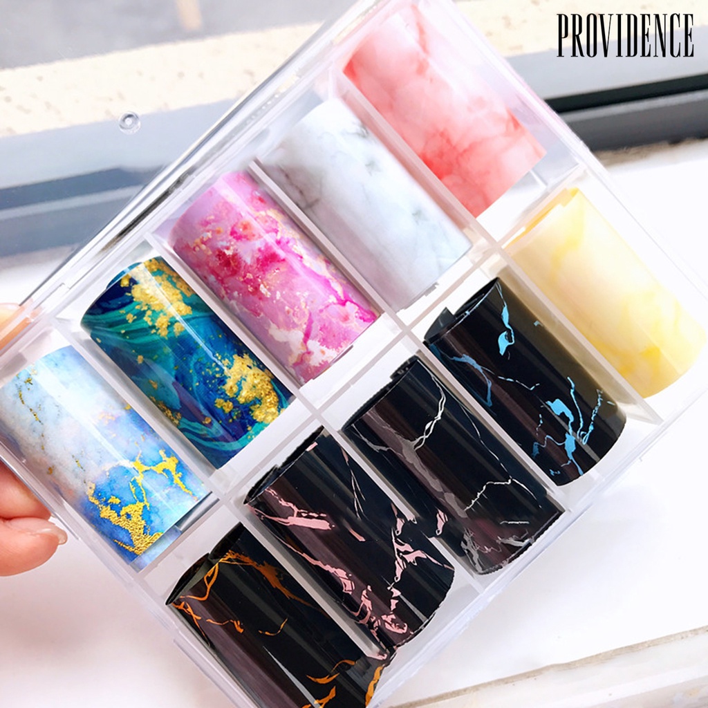 Providence 10 Rolls/Box Nail Stickers Multicolor Print Manicure Accessories PVC Polished Fingernail Decals for Women