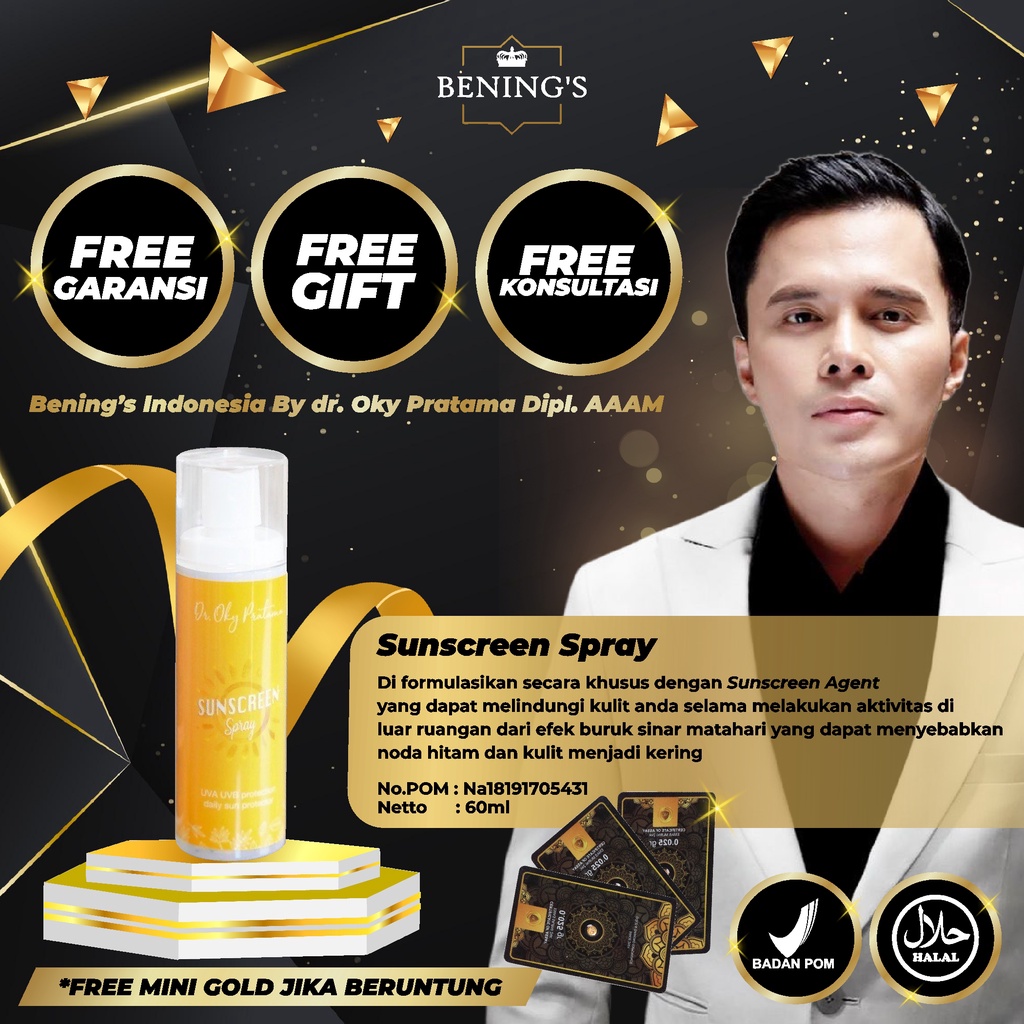 BENING'S SUNSCREEN SPRAY | SUNSCREEN CAIR | SUNCREEN PRAKTIS I FREE GIFT SIAP KIRIM SELURUH INDONESIA