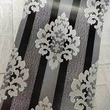 Wallpaper Dinding Stiker Motif Batik Salur Hitam Elegant Ukuran 45 cm x 10 m