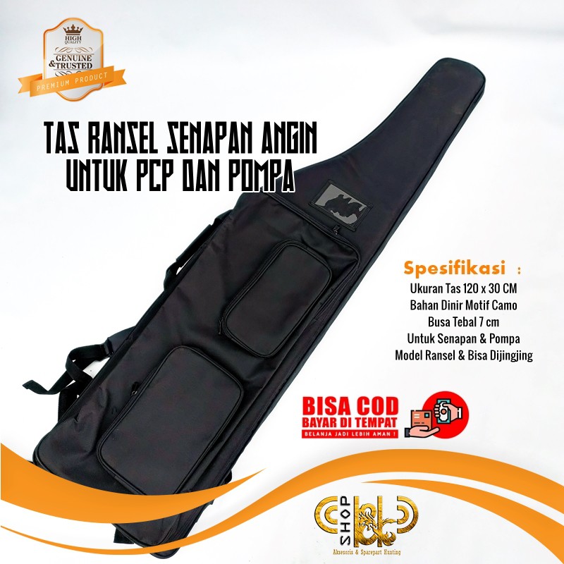 Tas PCP Ransel Hitam dan Tas Pompa PCP 120 cm Terbaik dan Terbaru Busa Tebal Hunting Berburu
