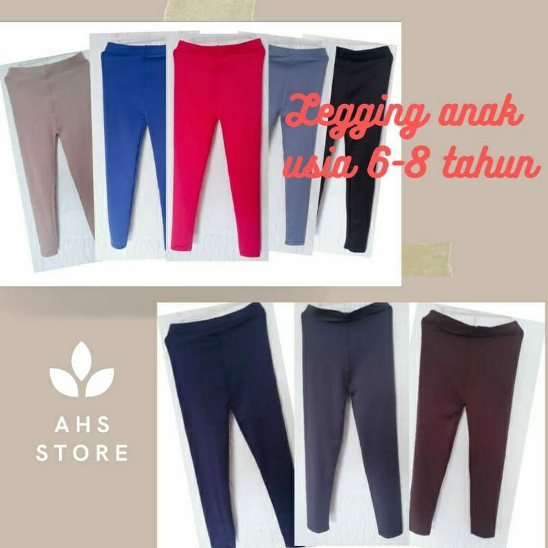 Celana Legging Panjang polos anak 6 - 8 tahun bahan  Spandek Premium / celana panjang