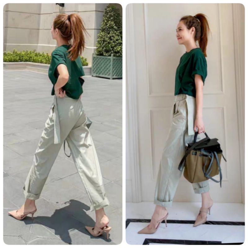 MDLV ~ 9950# Amazonia High Waisted Wide Leg Pants Celana Panjang Cewek Celana kulot Fashion Import