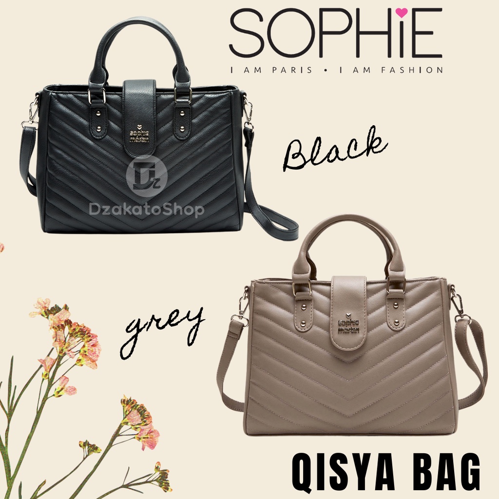 Tas Kerja Jinjing Tenteng Bahu Wanita Sophie Martin Paris Qisya Grey dan Black Promo Terbaru 2025 Ek