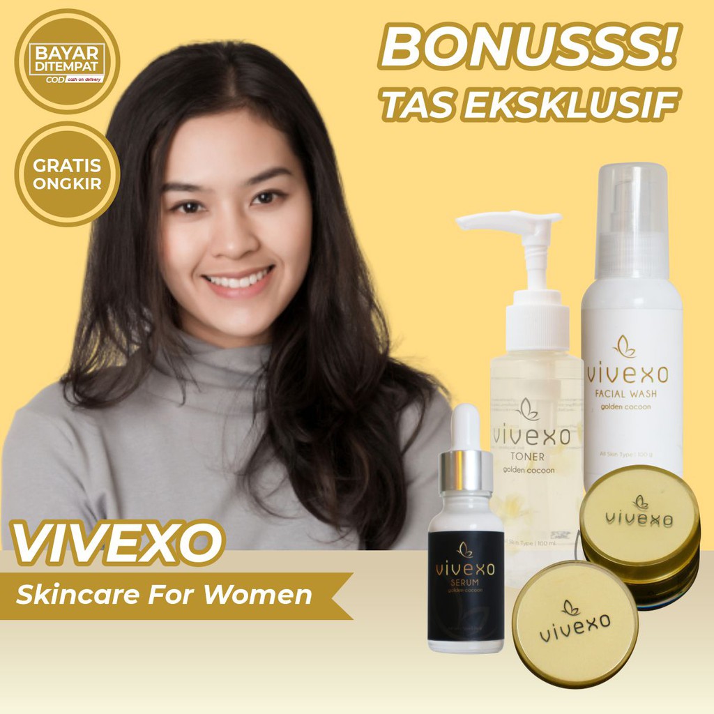 Paket Lengkap Vivexo Skincare Whitening Golden Coocon | Pemutih Wajah BPOM  | Skincare Glowing