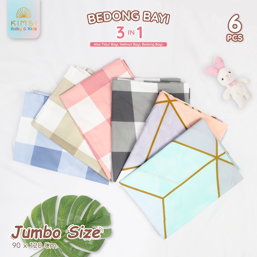 PAKET 6PCS BEDONG JUMBO BAYI KATUN MOTIF AESTHETIC / SELIMUT BAYI / ALAS TIDUR BAYI BY KIMSI BABY