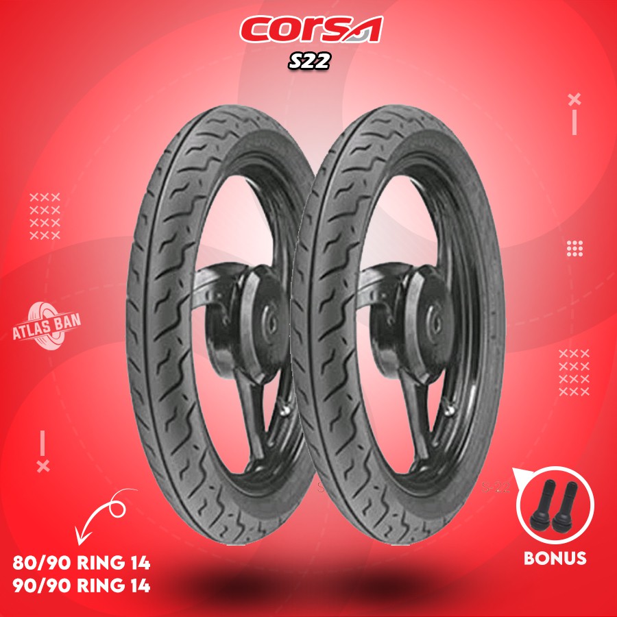 Sepasang Ban Tubles Motor Matic HONDA BEAT- VARIO CORSA S22 80/90 - 90/90 Ring 14 Tubles