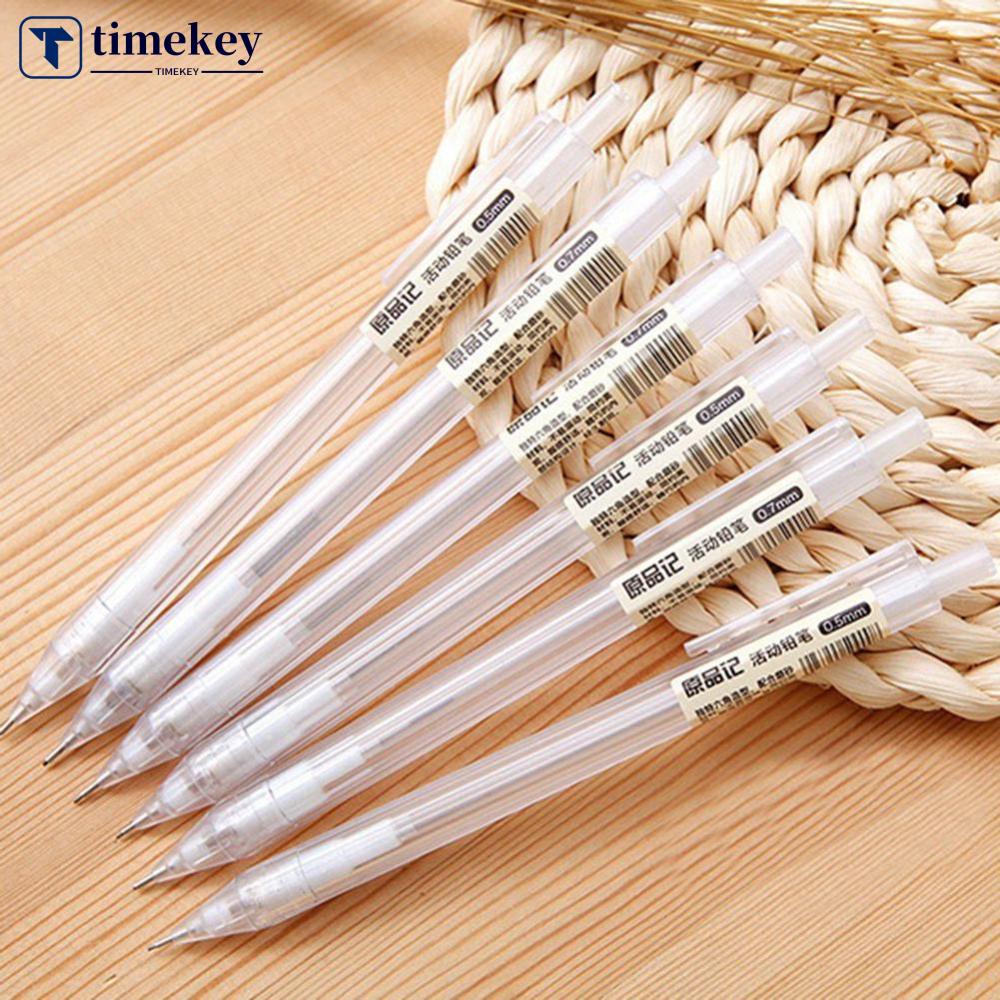 Timekey Pensil Mekanik Otomatis 0.5 / 0.7mm Bahan Plastik Transparan Untuk Anak / Sekolah / Kantor F1L2