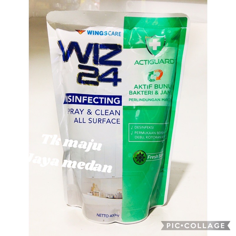 wiz 24 pouch disinfectant spray 400ml / wiz24