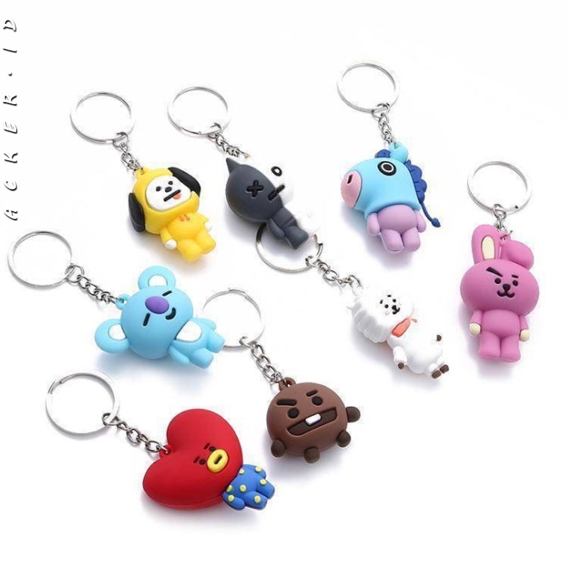 [ACKER] Gantungan Kunci BTS/BT21 Epoxy Doll Liontin untuk Mobil/Tas