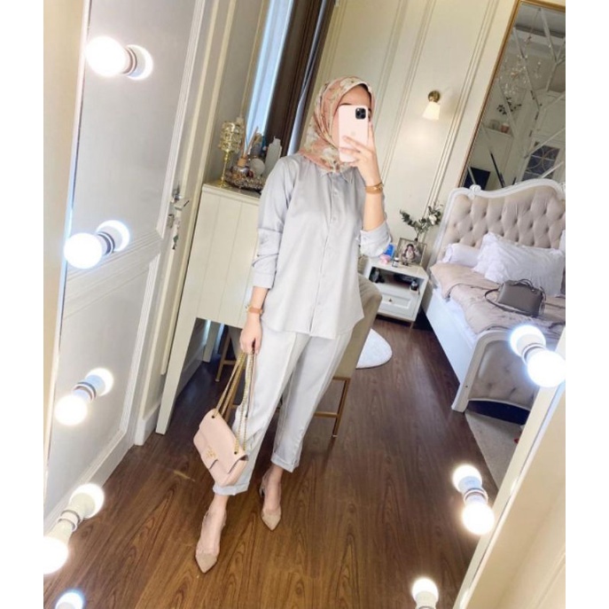 One sett salsabila By Aqila_fashion terlaris-Abu