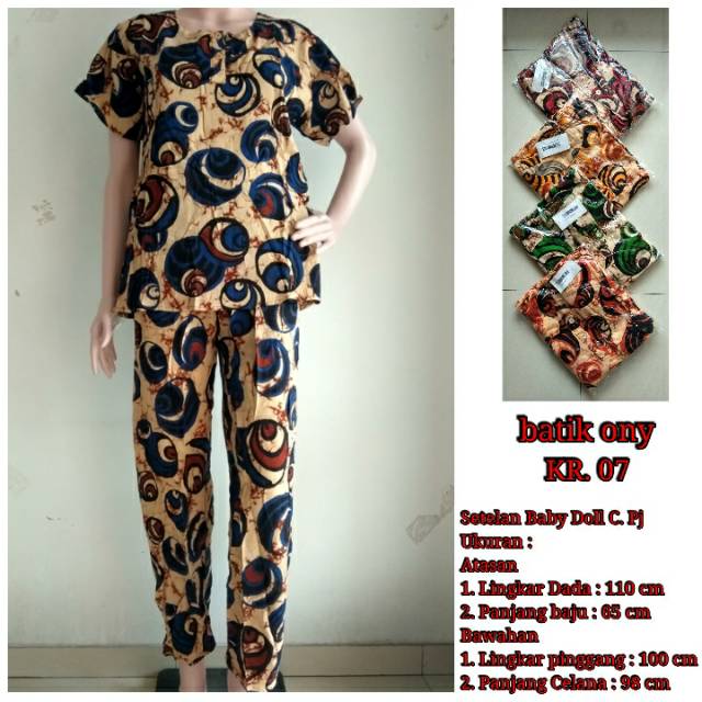 Stelan Baby Doll Lengan 7 8 C Pj Pola  Batik  Lengan Pendek  