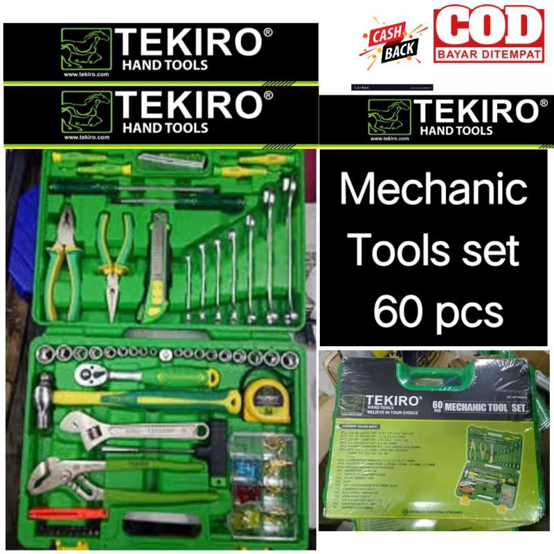 TEKIRO Tool set 60 Pcs Tool Box Tekiro Tools Box Kunci Tekiro Set Mekanik Tools Set