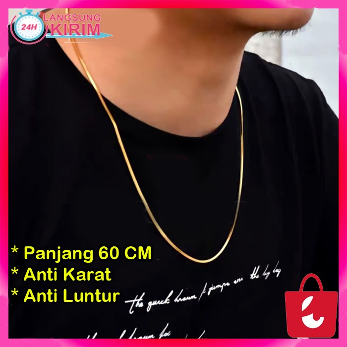 [Bisa COD] Kalung Panjang Emas Pria Wanita Korea Style Gold Kalung Anti Karat dan Anti Luntur Aksesoris Fashion Original