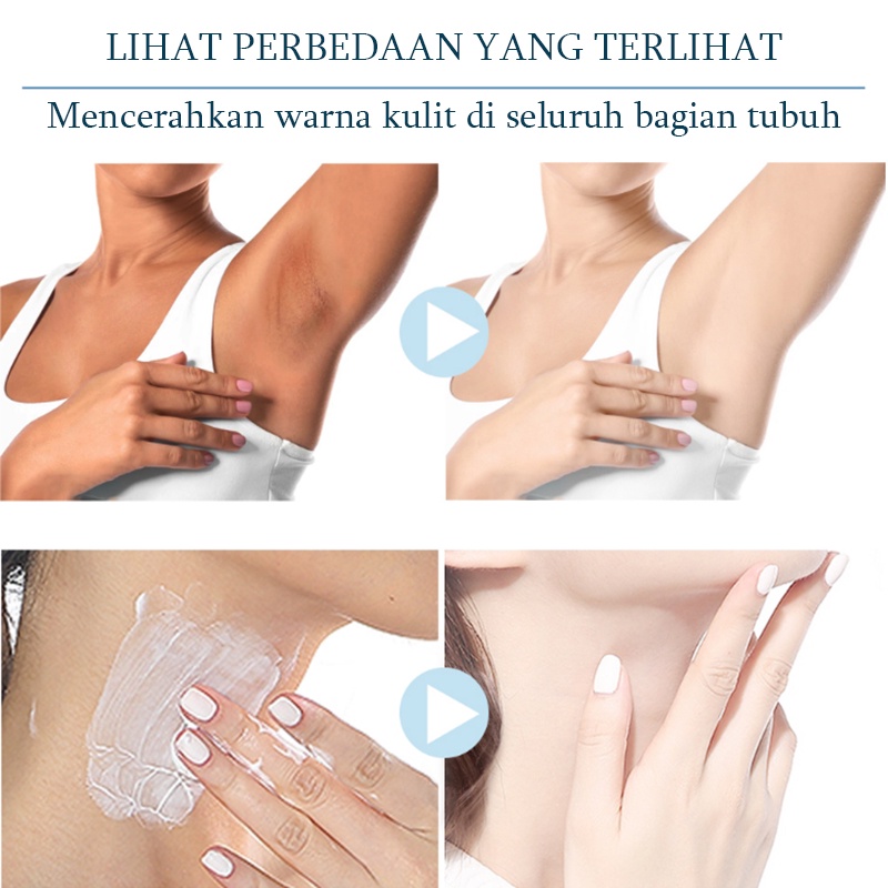 Whitening Cream 50ml Krim pemutih ketiak bagian pribadi Lotion pemutih tubuh Menghilangkan hitam tubuh Memutihkan dan mencerahkan kulit Ekstrak tumbuhan alami Pelembab dan wewangian tahan lama, kulit halus