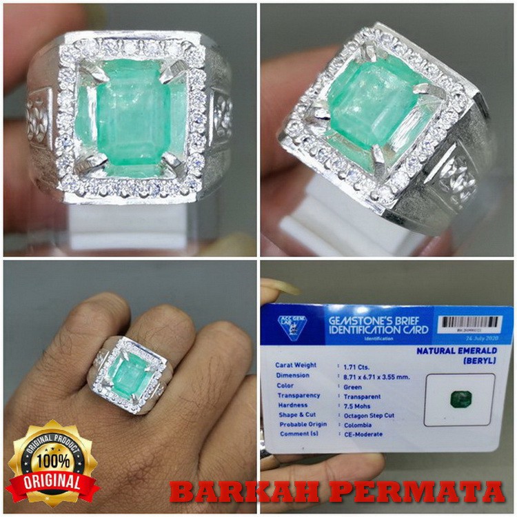 CINCIN BATU AKIK NATURAL EMERALD BERYL ZAMRUD COLOMBIA ASLI