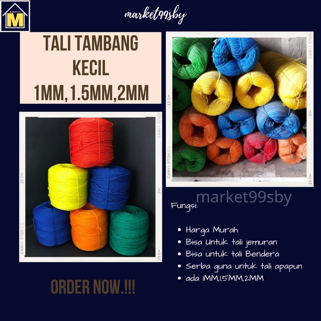 Tali tambang kecil 1 mm 1.5mm 2mm  Tali nilon Tali tampar tali manila tali kapal tali tambang nylon