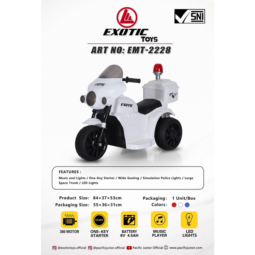 MAINAN MOTOR AKI ANAK EMT 2228 EXOTIC EMT2228 RECHARGEABLE MOTOR