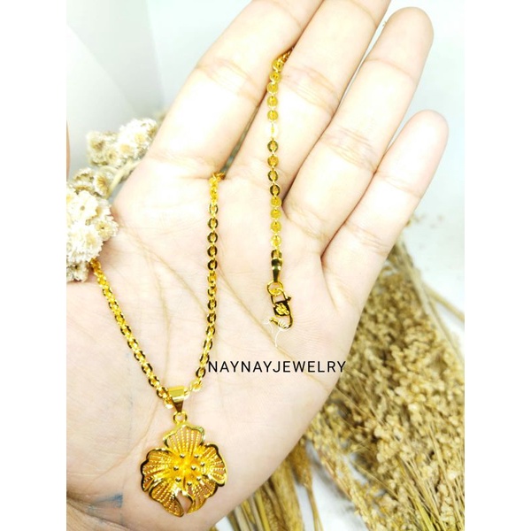 Kalung nuri kaca mawar 50cm / warna 24k